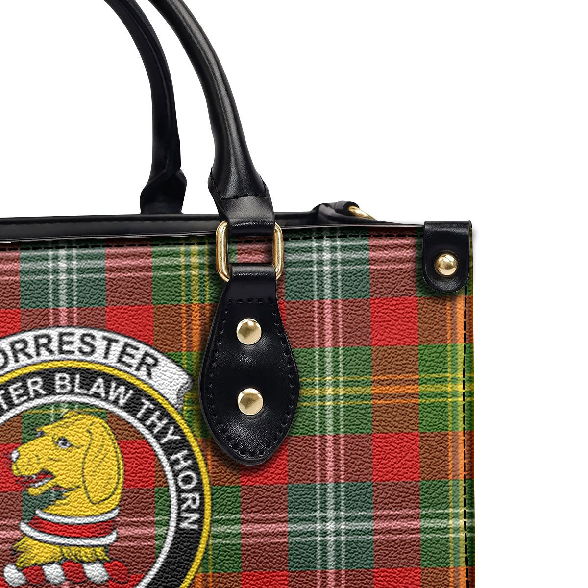 Forrester Tartan Crest Leather Handbag