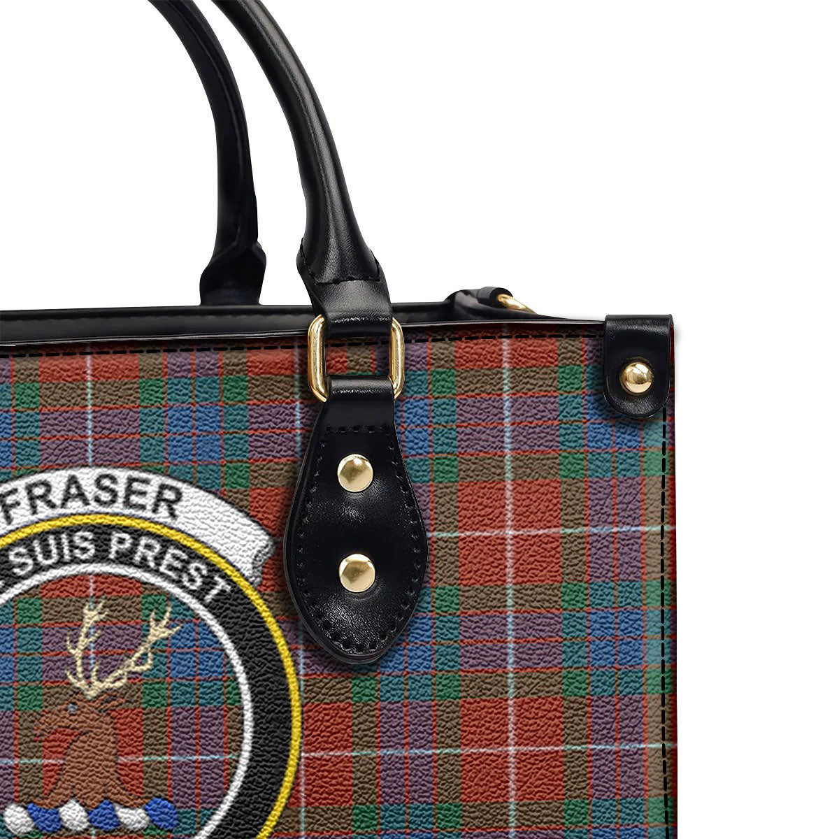 Fraser (of Lovat) Ancient Tartan Crest Leather Handbag