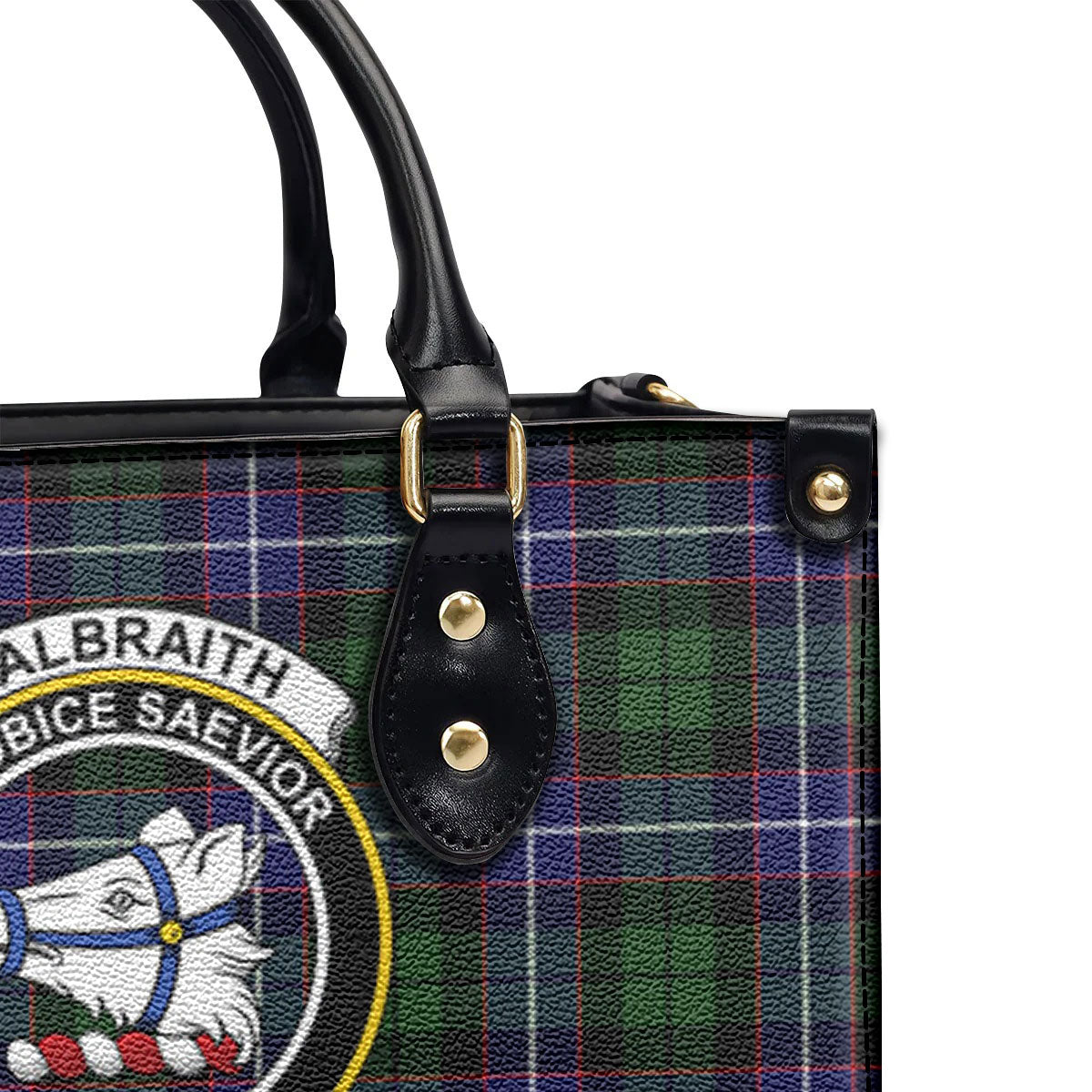 Galbraith Modern Tartan Crest Leather Handbag