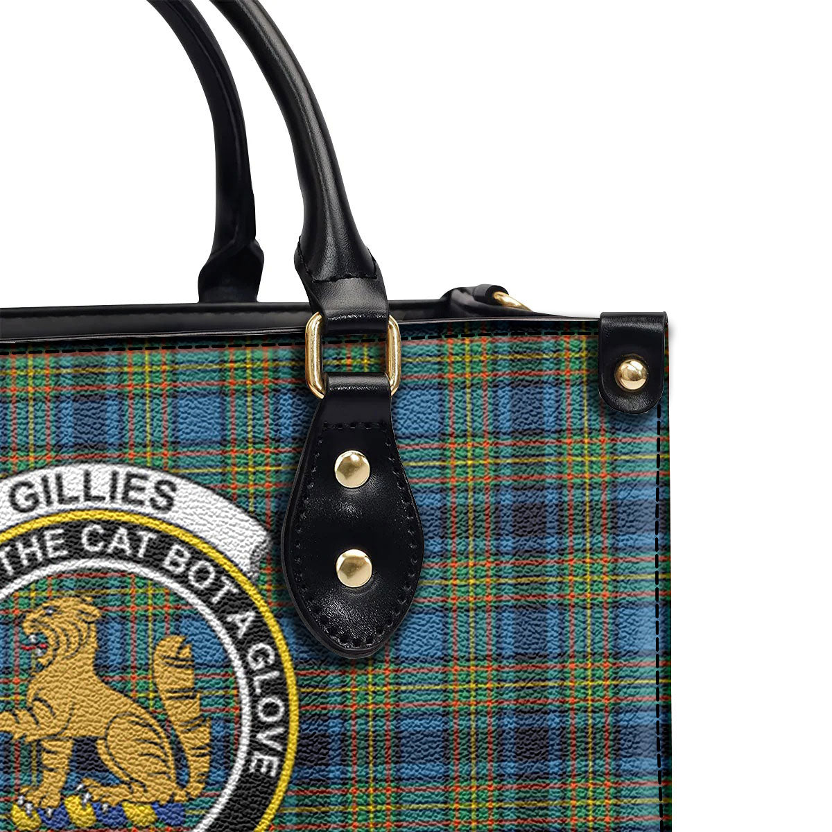 Gillies Ancient Tartan Crest Leather Handbag