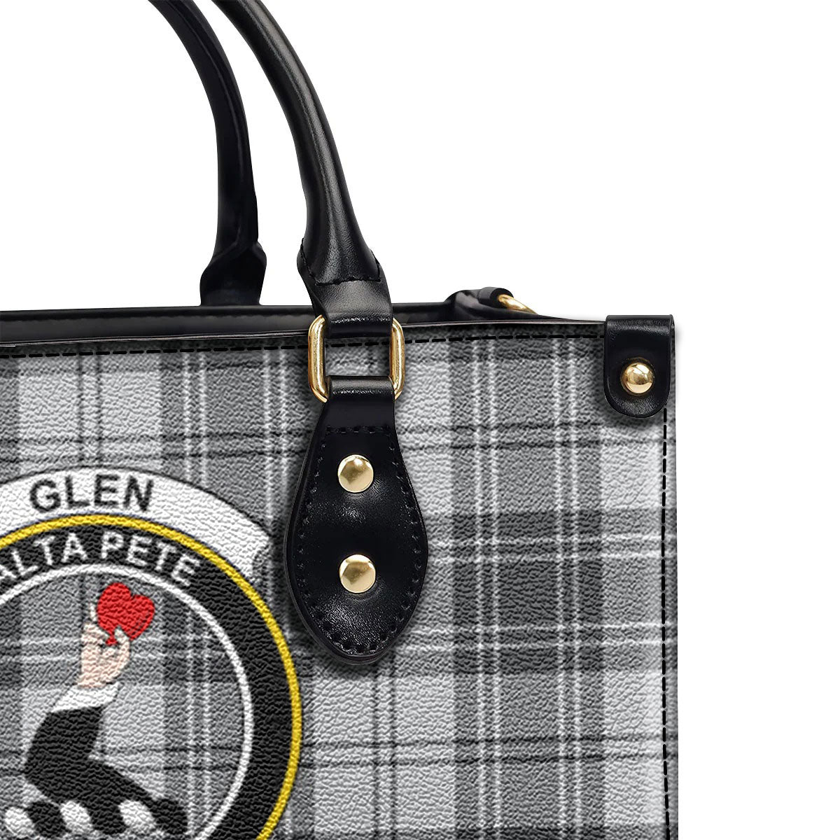 Glen Tartan Crest Leather Handbag