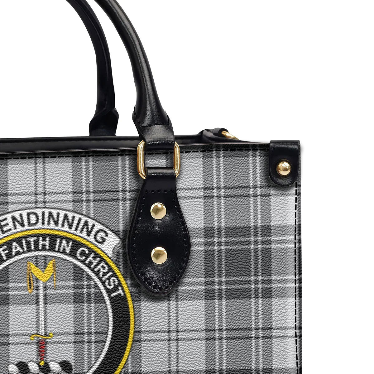 Glendinning Tartan Crest Leather Handbag