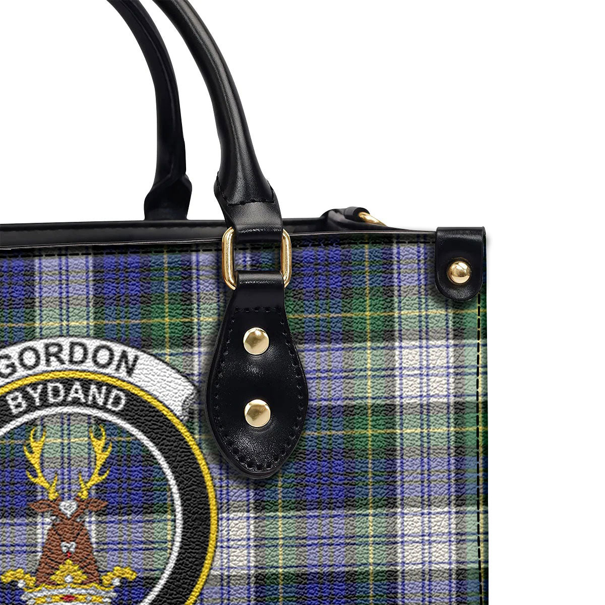 Gordon Dress Modern Tartan Crest Leather Handbag