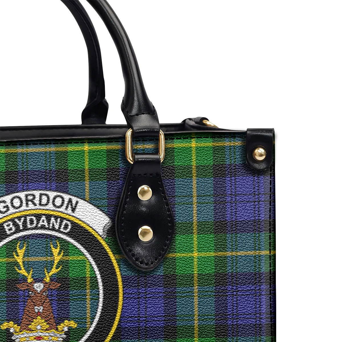 Gordon Modern Tartan Crest Leather Handbag