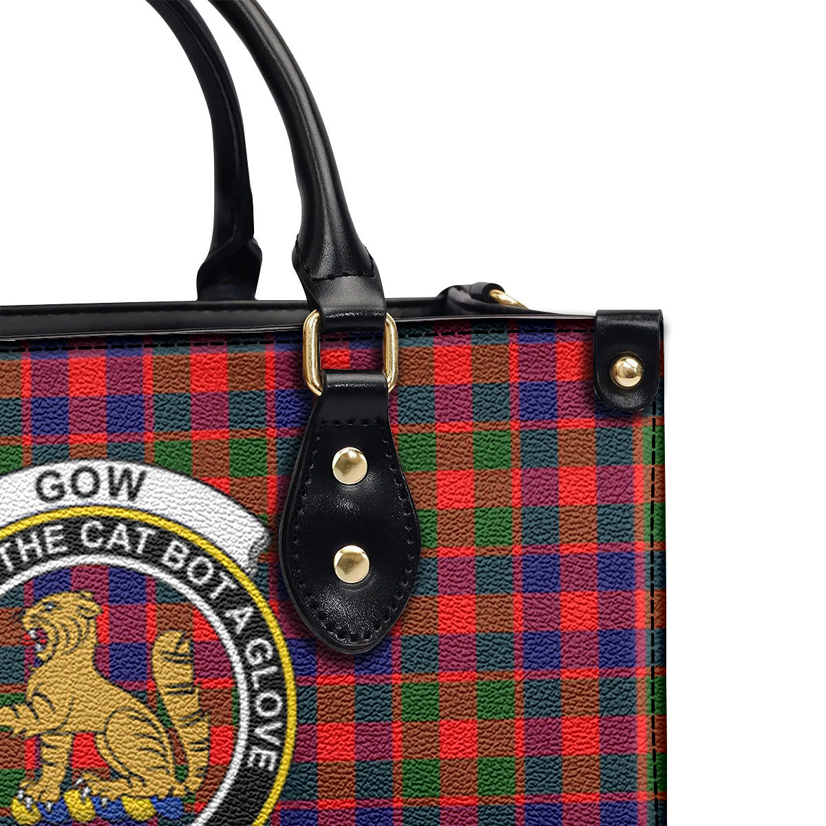 Gow (or McGouan) Tartan Crest Leather Handbag