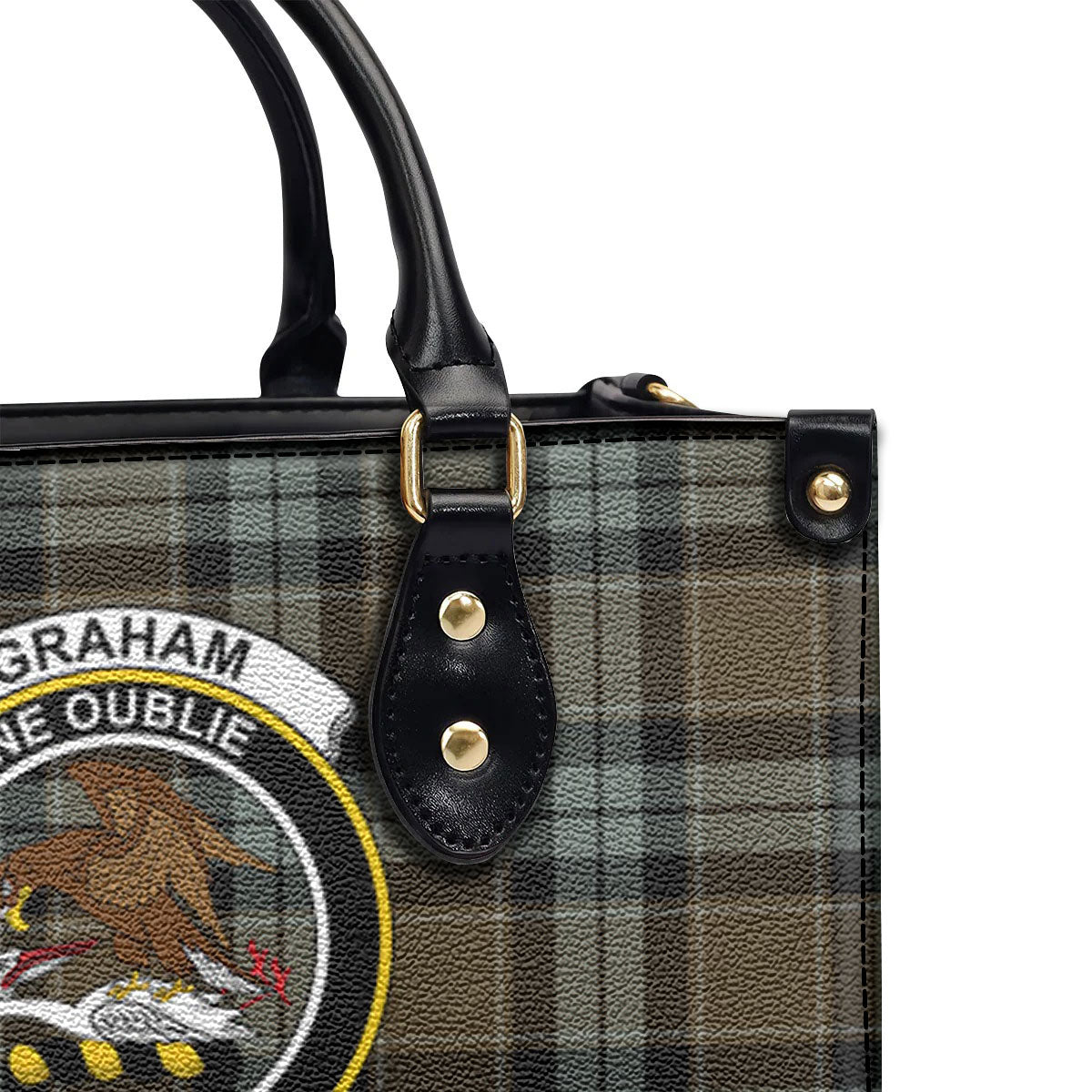 Graham of Menteith Weathered Tartan Crest Leather Handbag