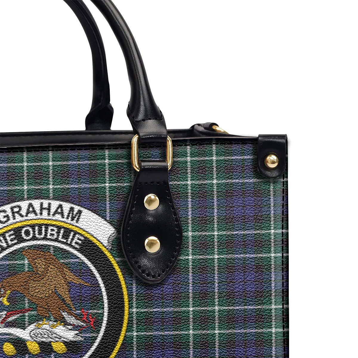 Graham of Montrose Modern Tartan Crest Leather Handbag