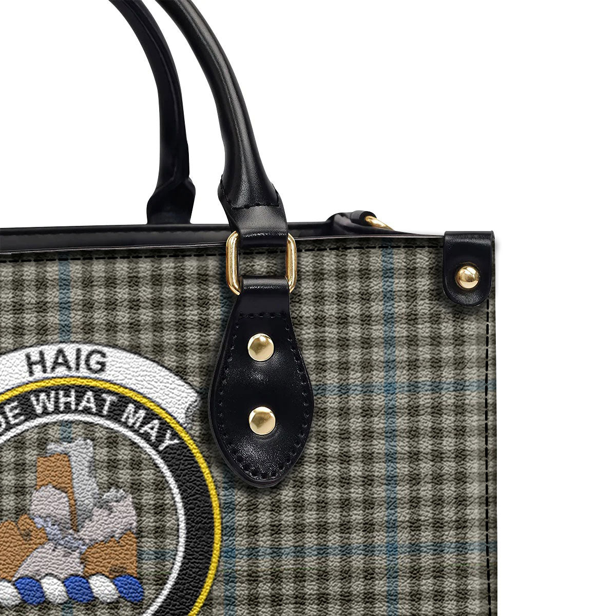 Haig Check Tartan Crest Leather Handbag