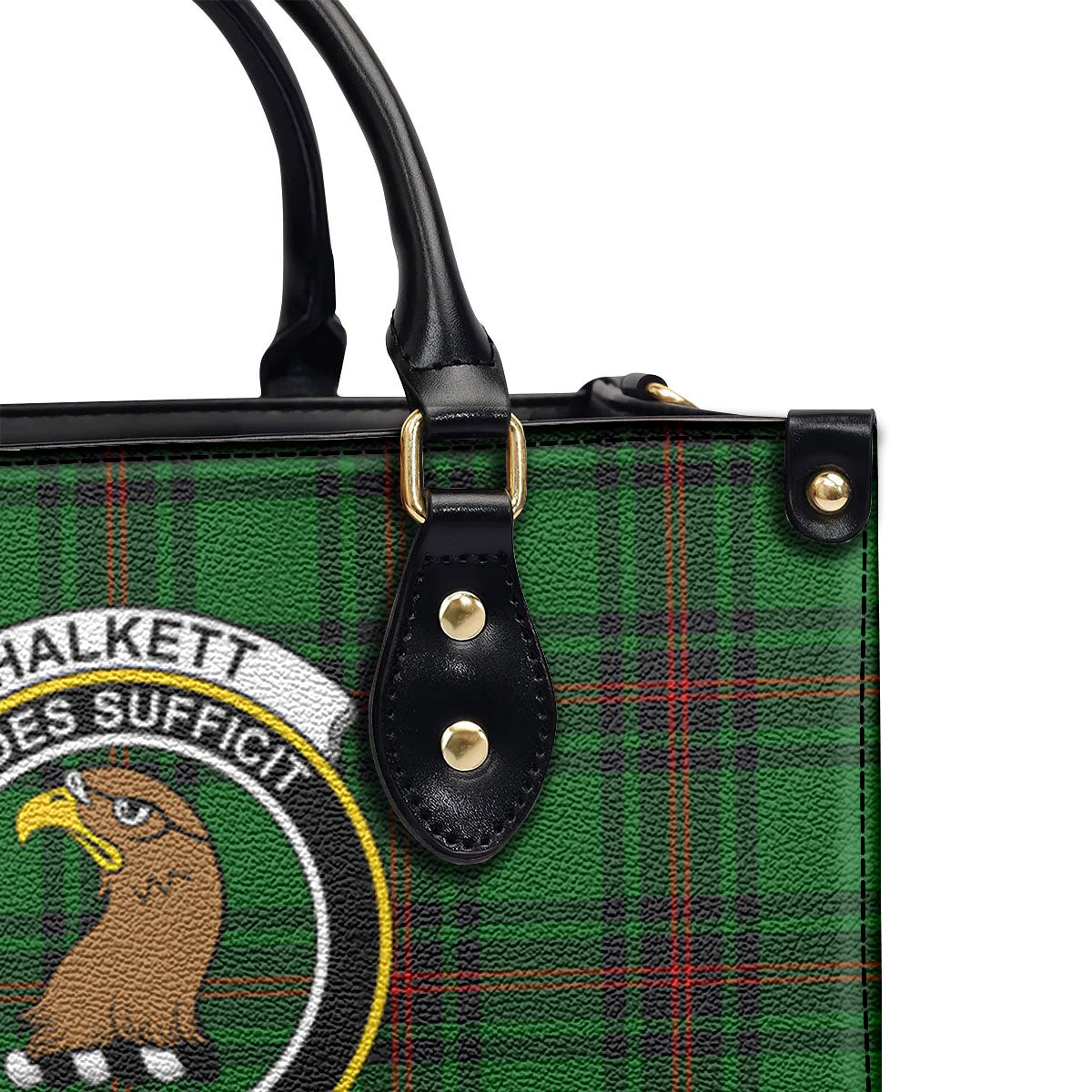 Halkett Tartan Crest Leather Handbag