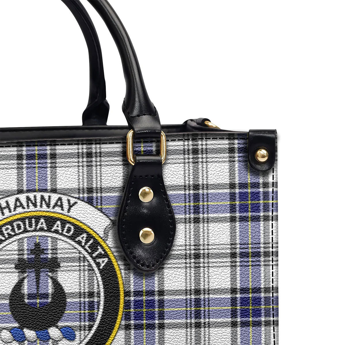 Hannay Modern Tartan Crest Leather Handbag