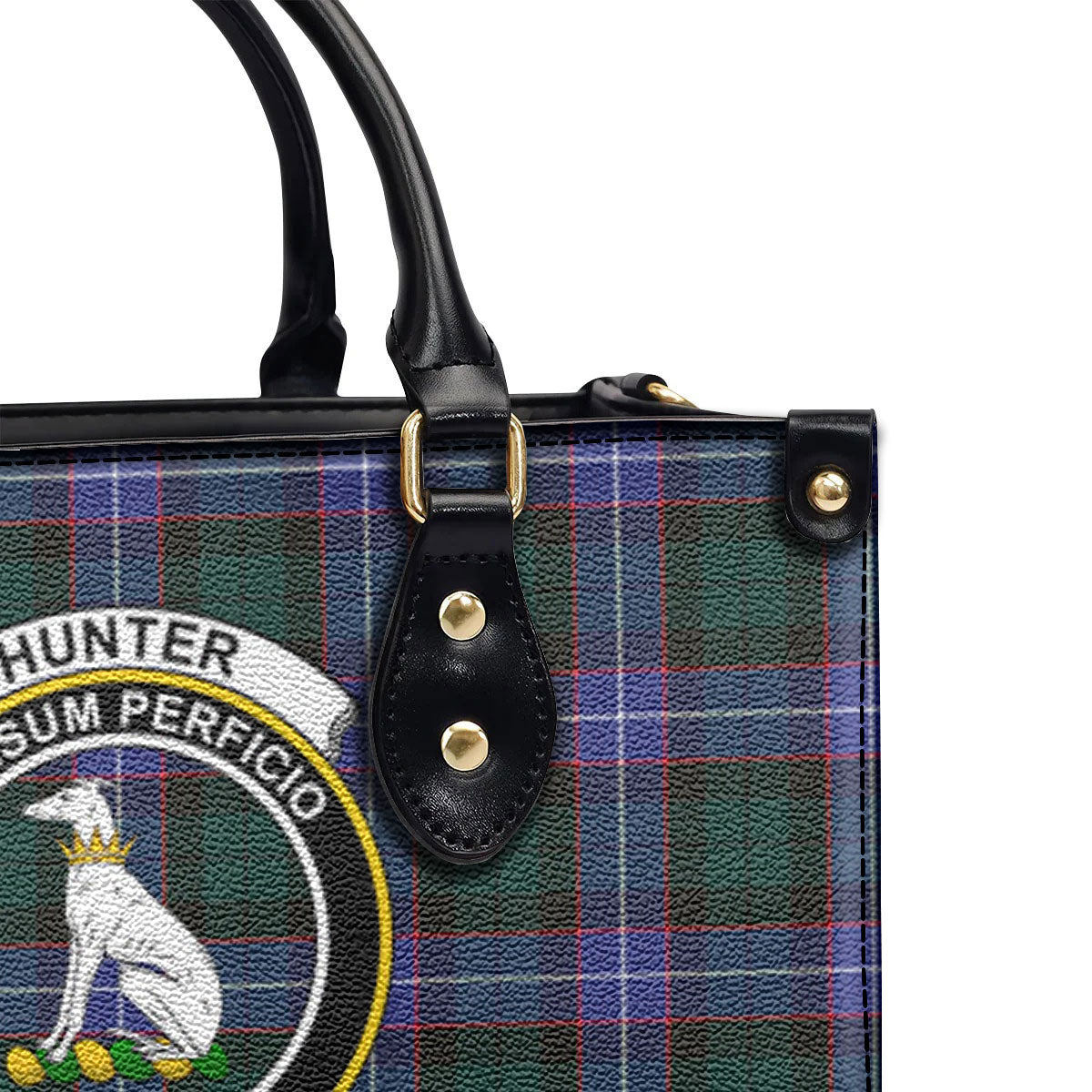 Hunter Modern Tartan Crest Leather Handbag