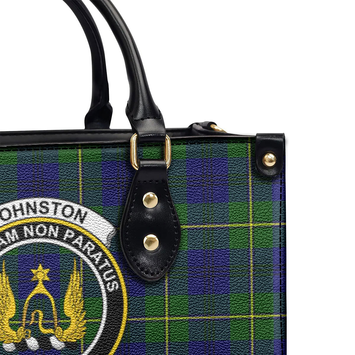 Johnston Modern Tartan Crest Leather Handbag