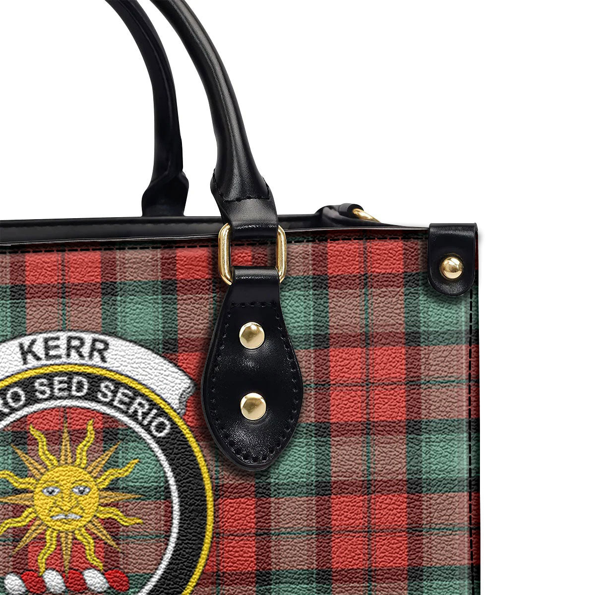 Kerr Ancient Tartan Crest Leather Handbag