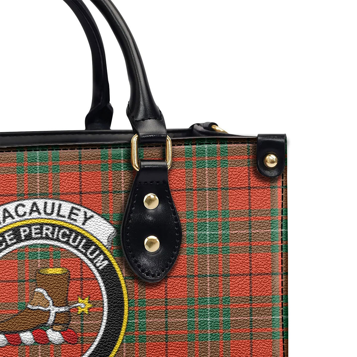 MacAuley Ancient Tartan Crest Leather Handbag