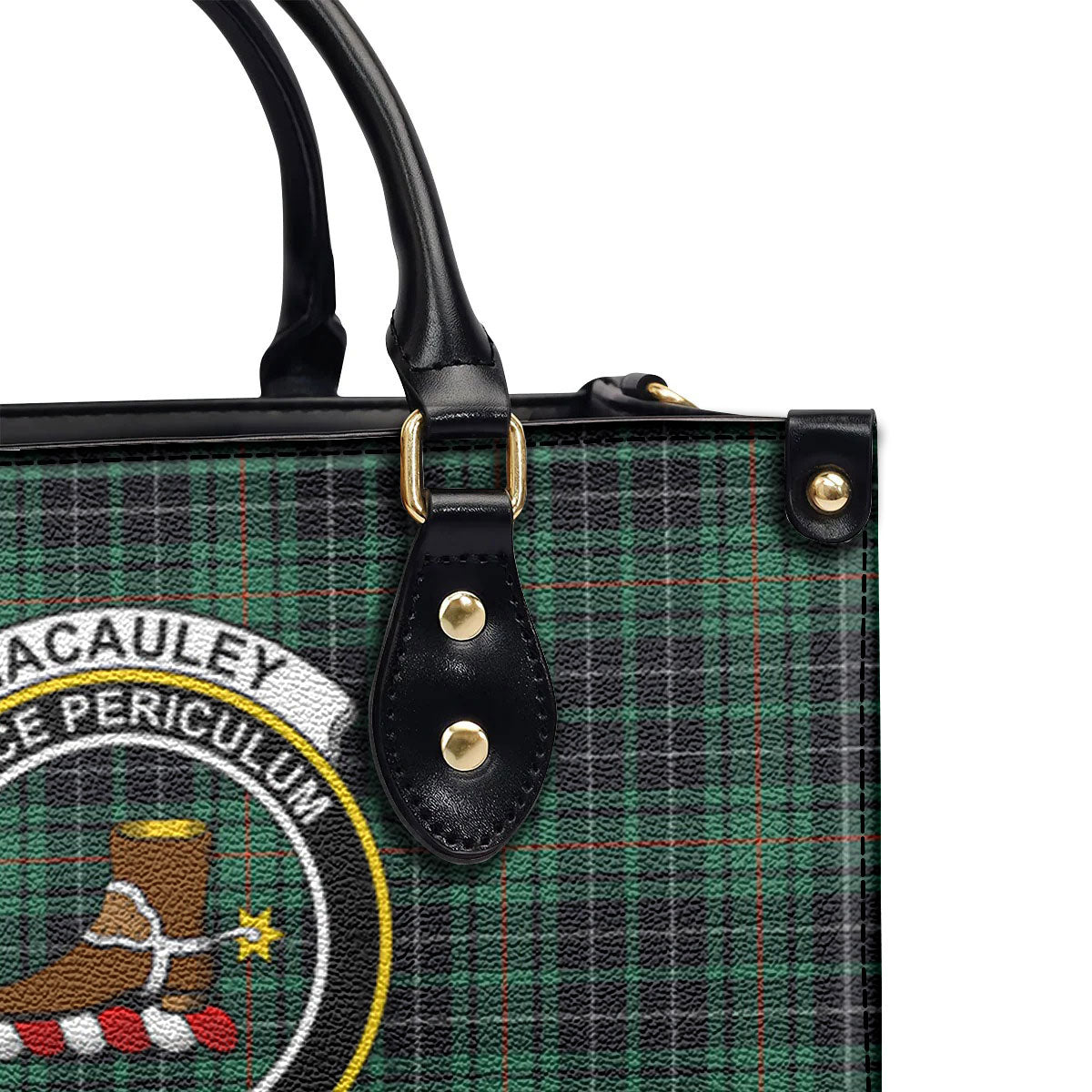MacAuley Hunting Ancient Tartan Crest Leather Handbag