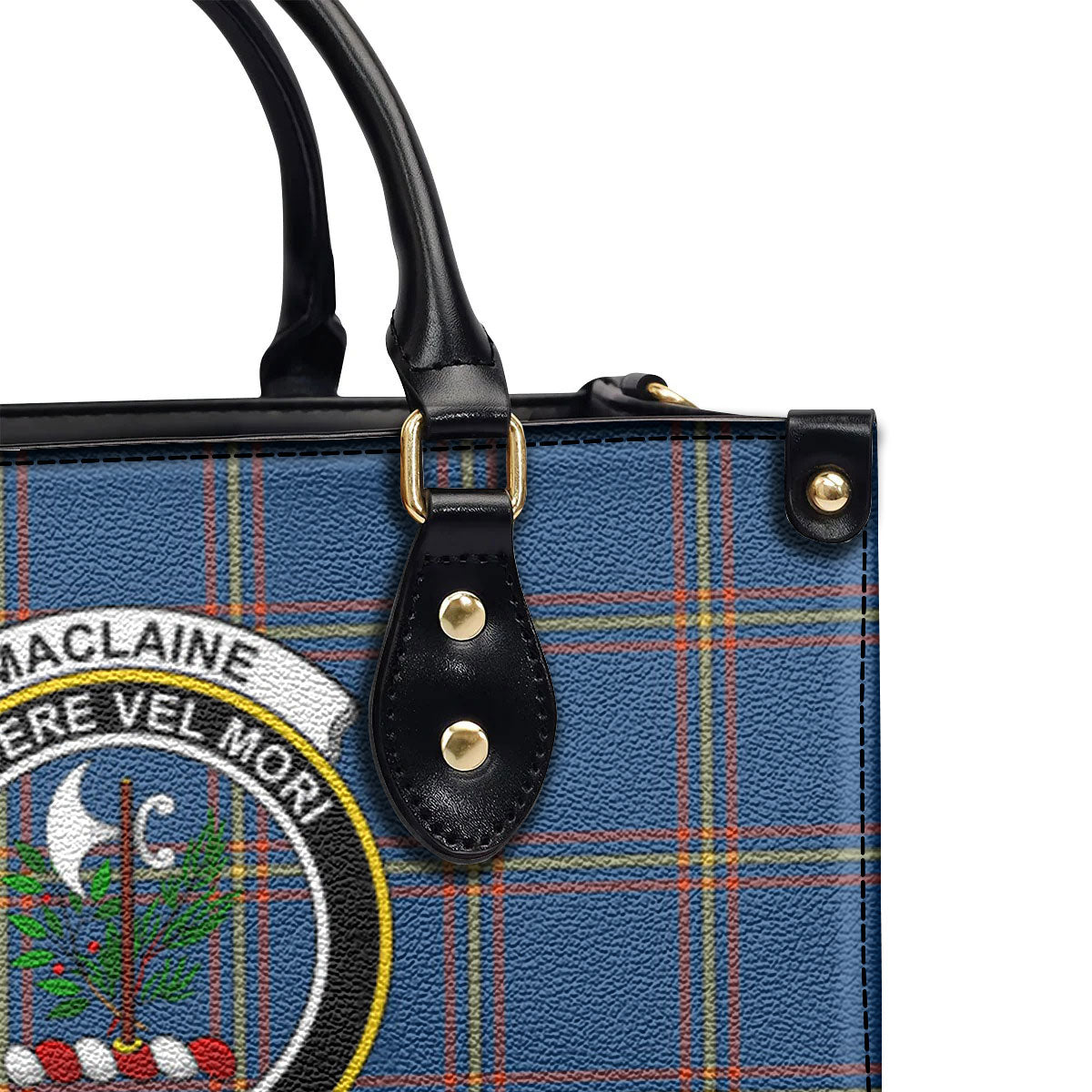 MacLaine of Loch Buie Hunting Ancient Tartan Crest Leather Handbag