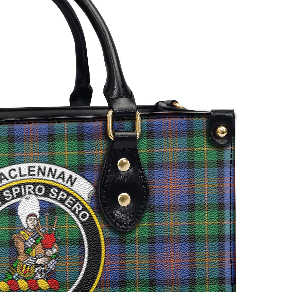 MacLennan Ancient Tartan Crest Leather Handbag