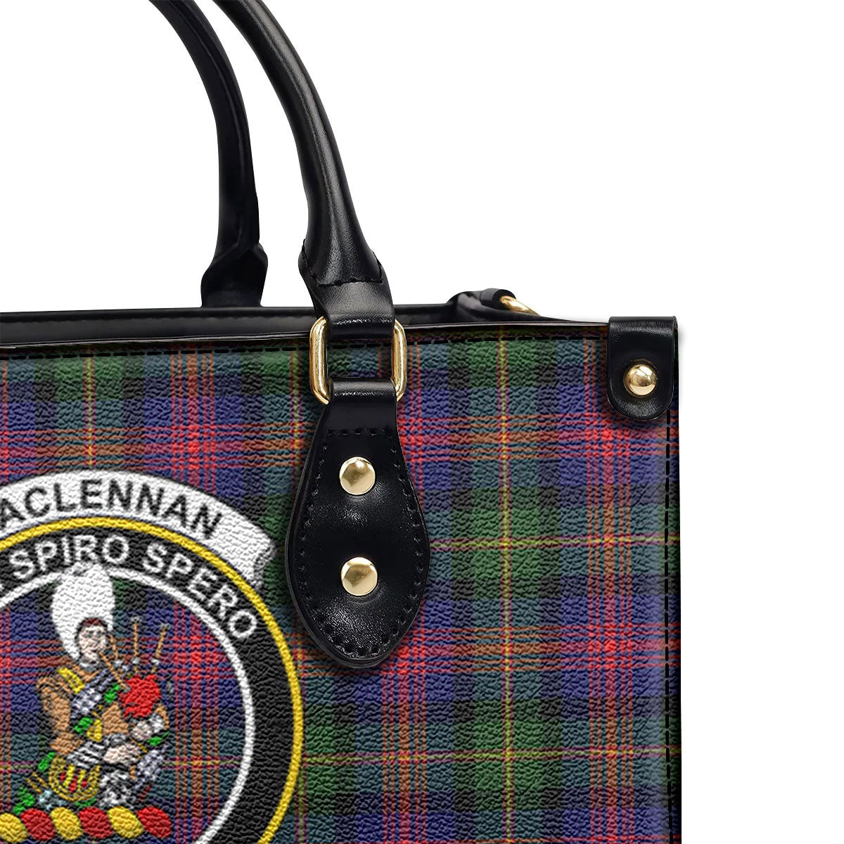 MacLennan Modern Tartan Crest Leather Handbag