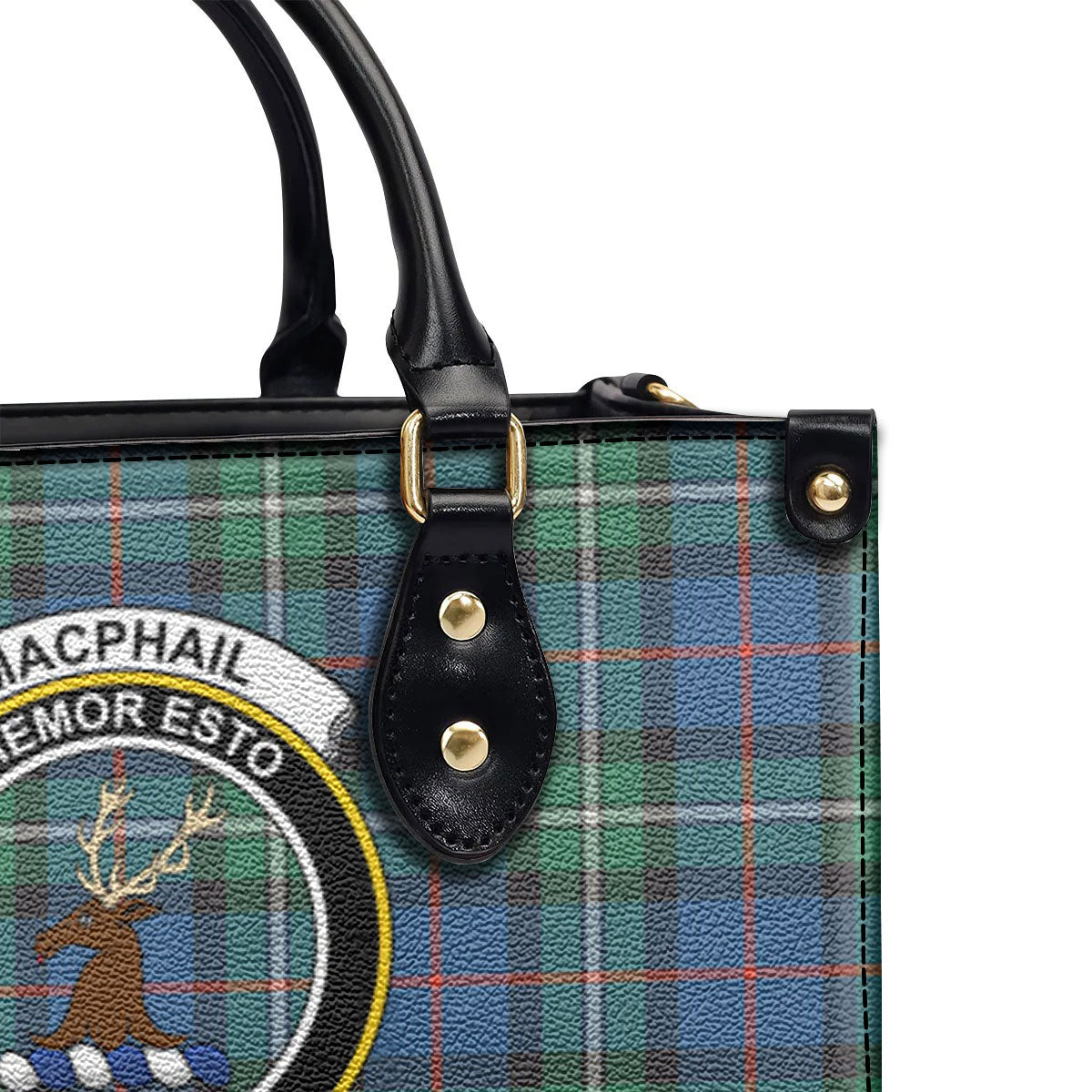 MacPhail Hunting Ancient Tartan Crest Leather Handbag