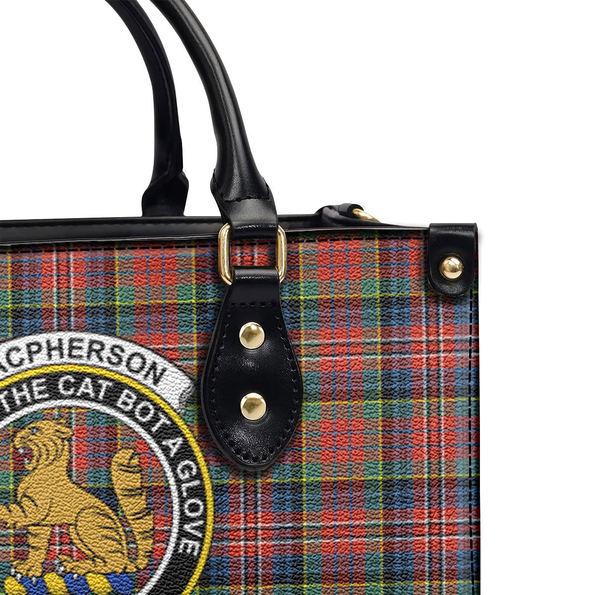 MacPherson Ancient Tartan Crest Leather Handbag