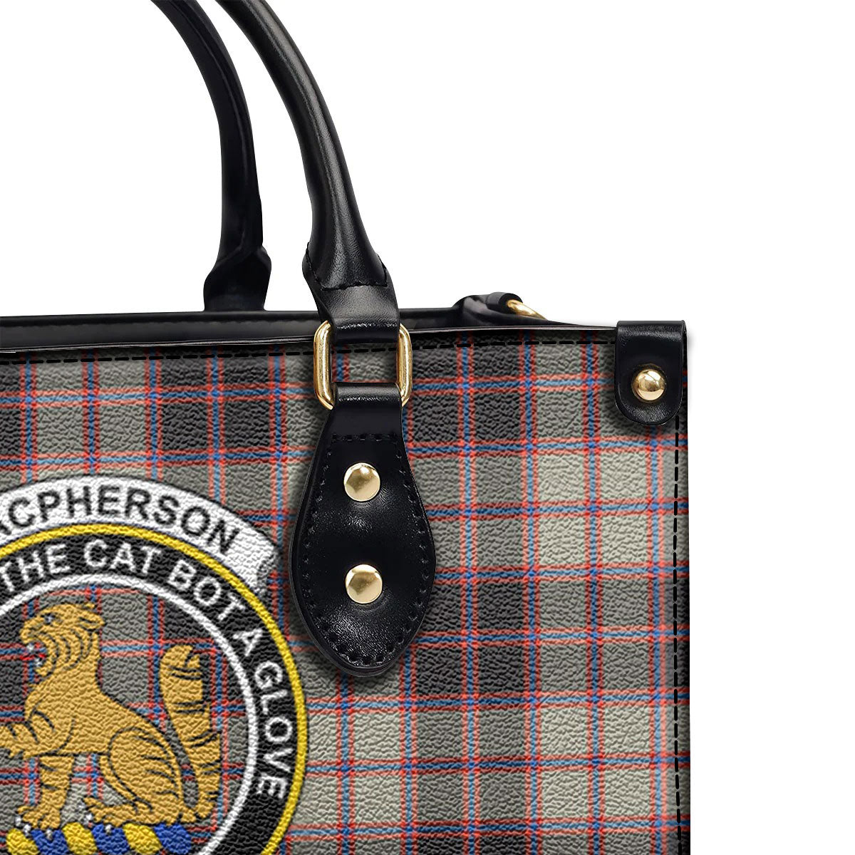 MacPherson Hunting Ancient Tartan Crest Leather Handbag