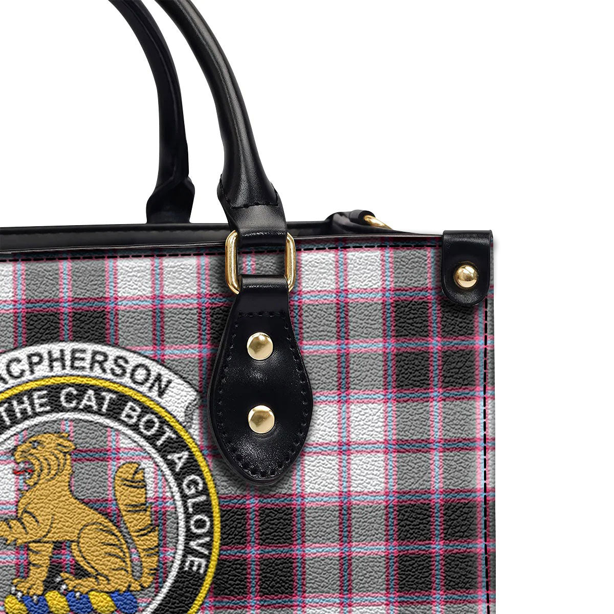 MacPherson Hunting Modern Tartan Crest Leather Handbag
