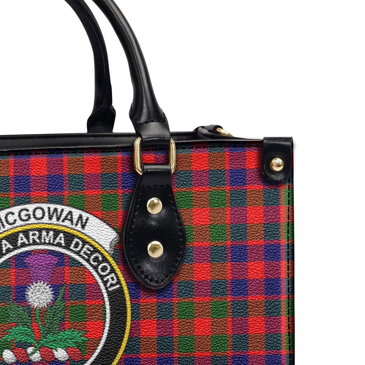 McGowan Tartan Crest Leather Handbag
