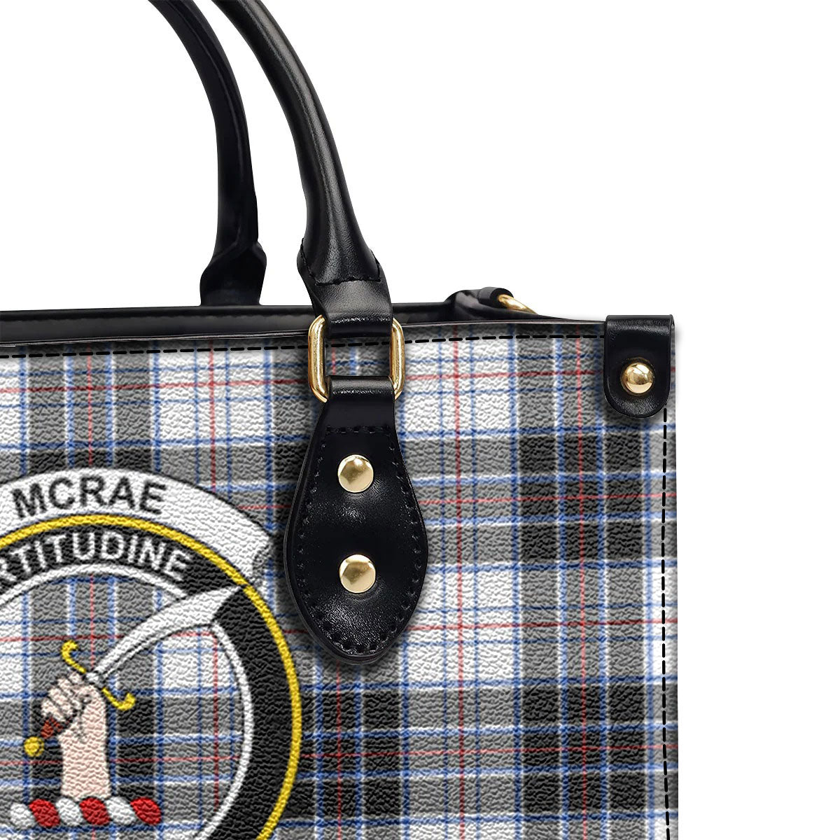 McRae Dress Modern Tartan Crest Leather Handbag