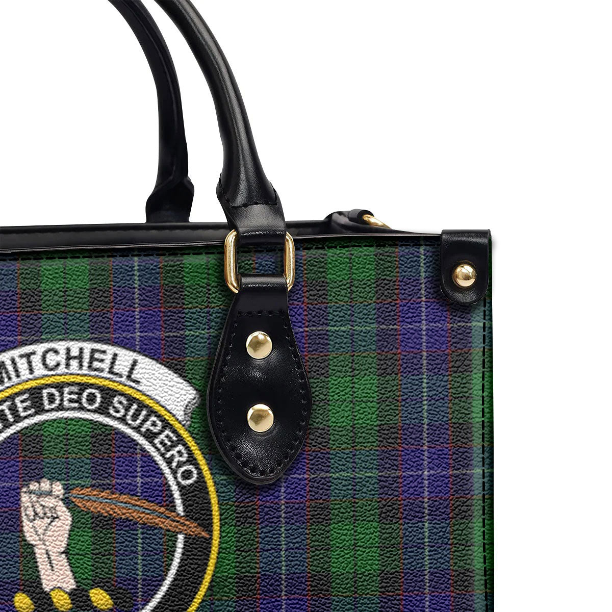 Mitchell Tartan Crest Leather Handbag