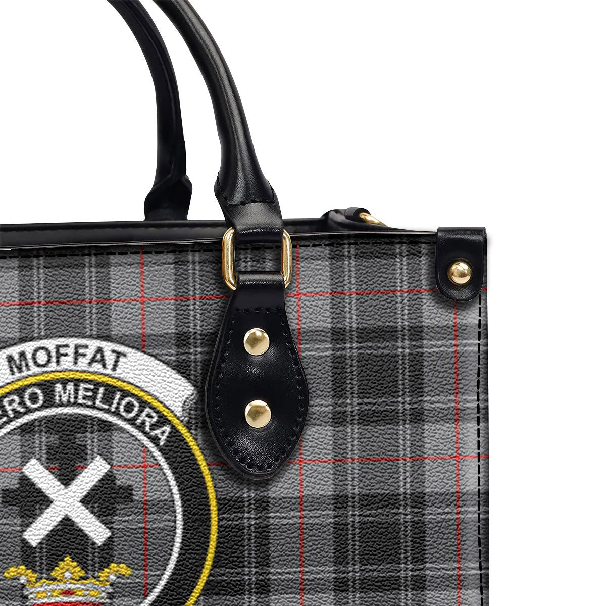 Moffat Modern Tartan Crest Leather Handbag