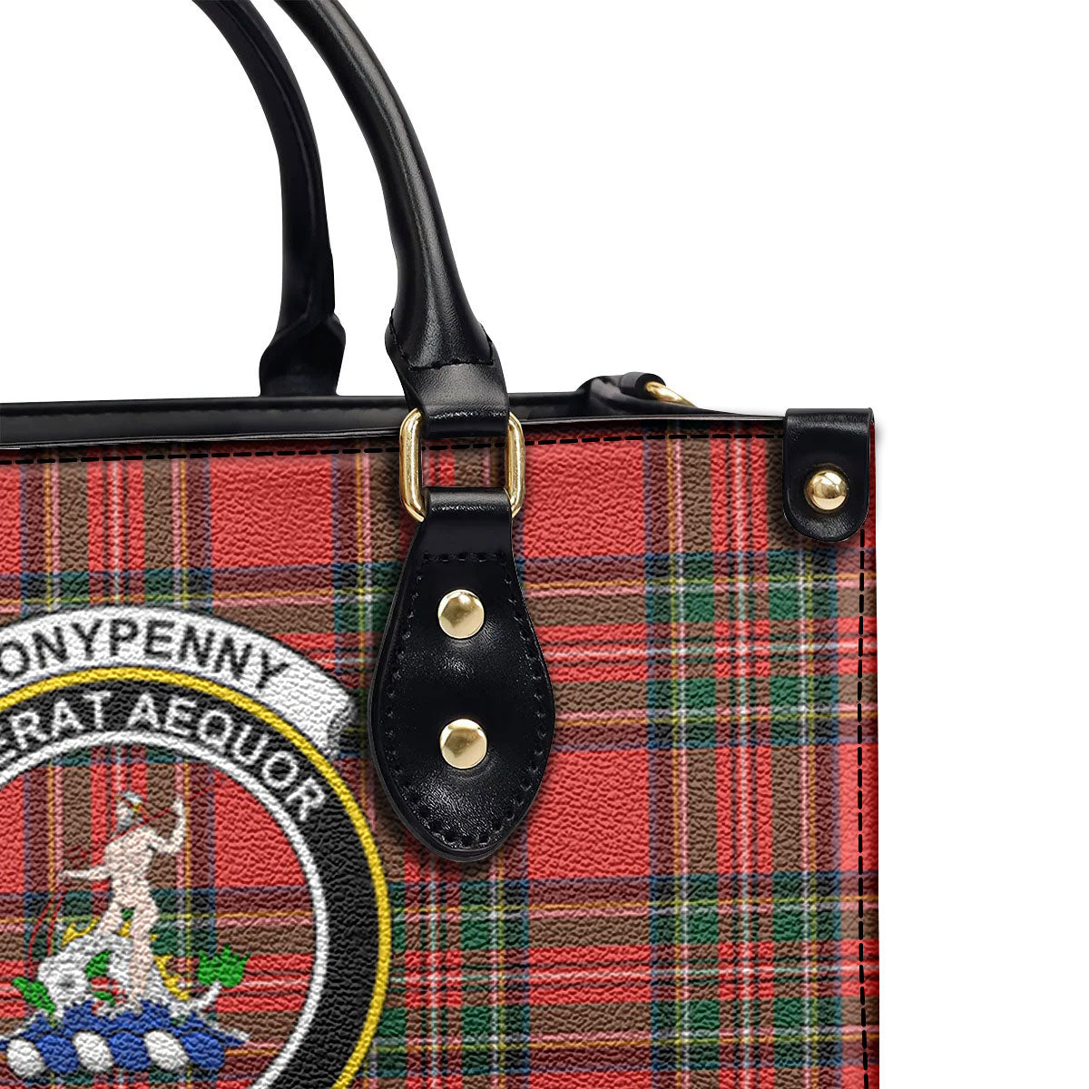 Monypenny Tartan Crest Leather Handbag