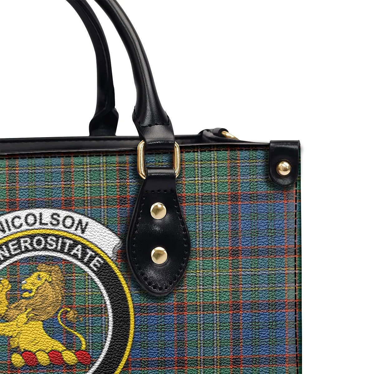 Nicolson Hunting Ancient Tartan Crest Leather Handbag
