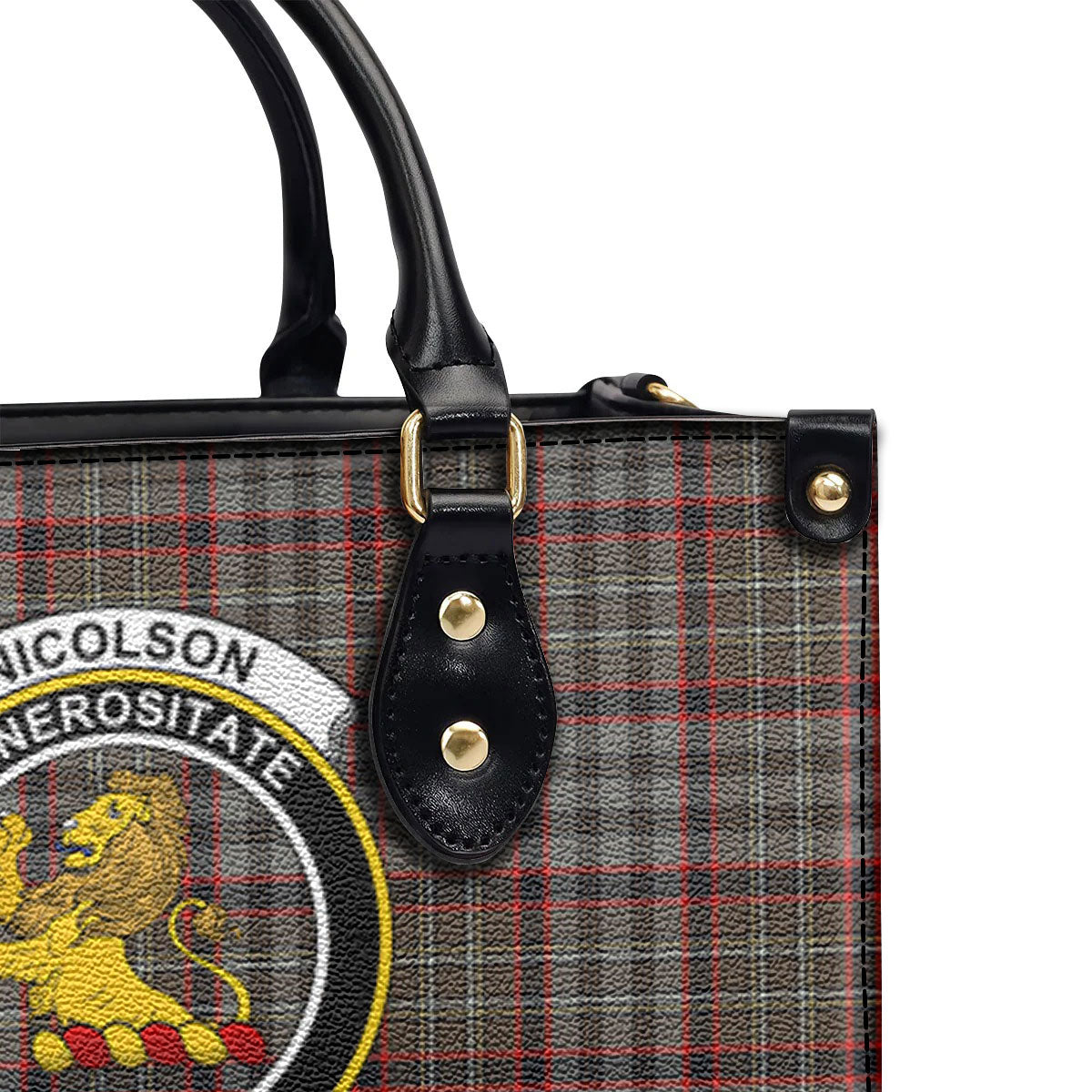 Nicolson Hunting Weathered Tartan Crest Leather Handbag