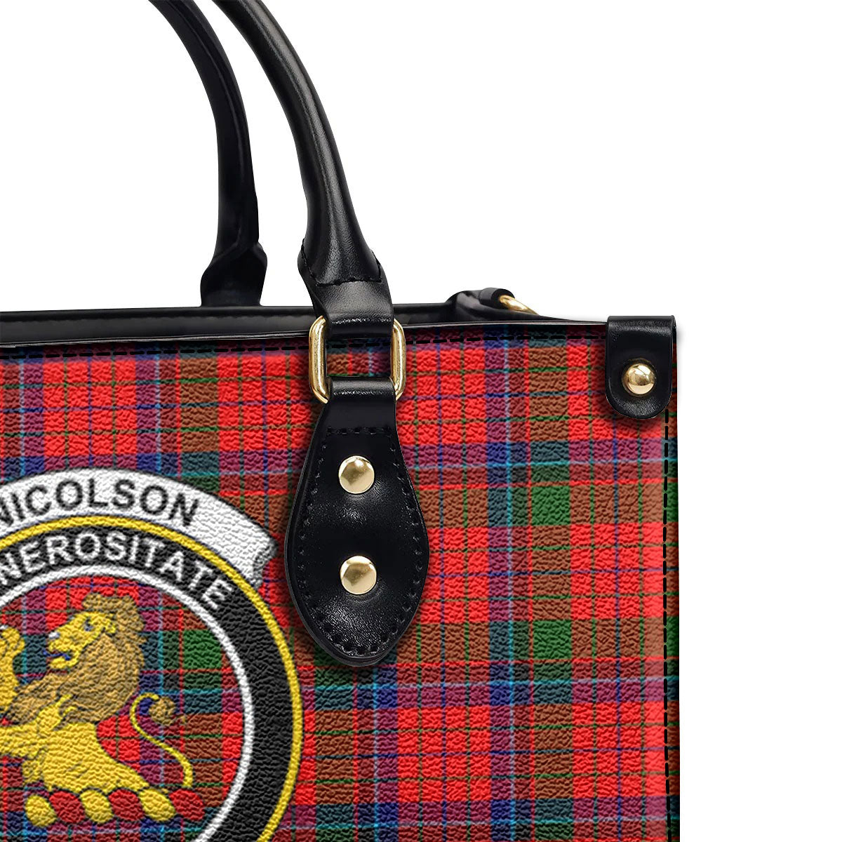 Nicolson Modern Tartan Crest Leather Handbag