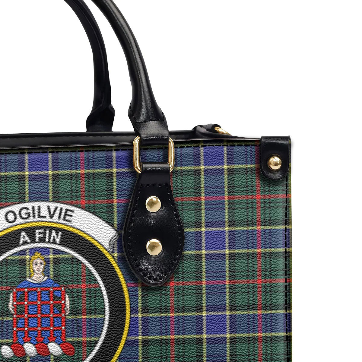 Ogilvie Hunting Modern Tartan Crest Leather Handbag