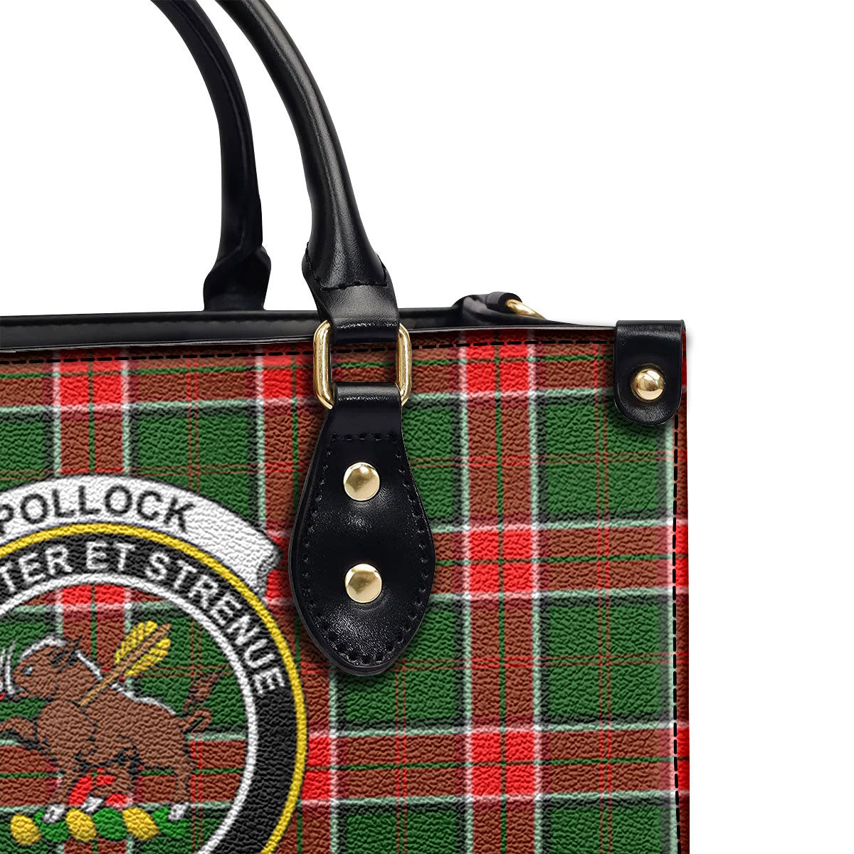Pollock Tartan Crest Leather Handbag