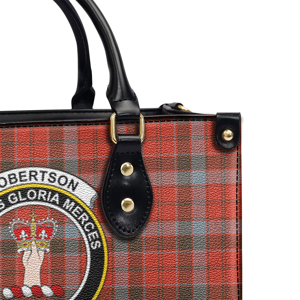 Robertson Weathered Tartan Crest Leather Handbag