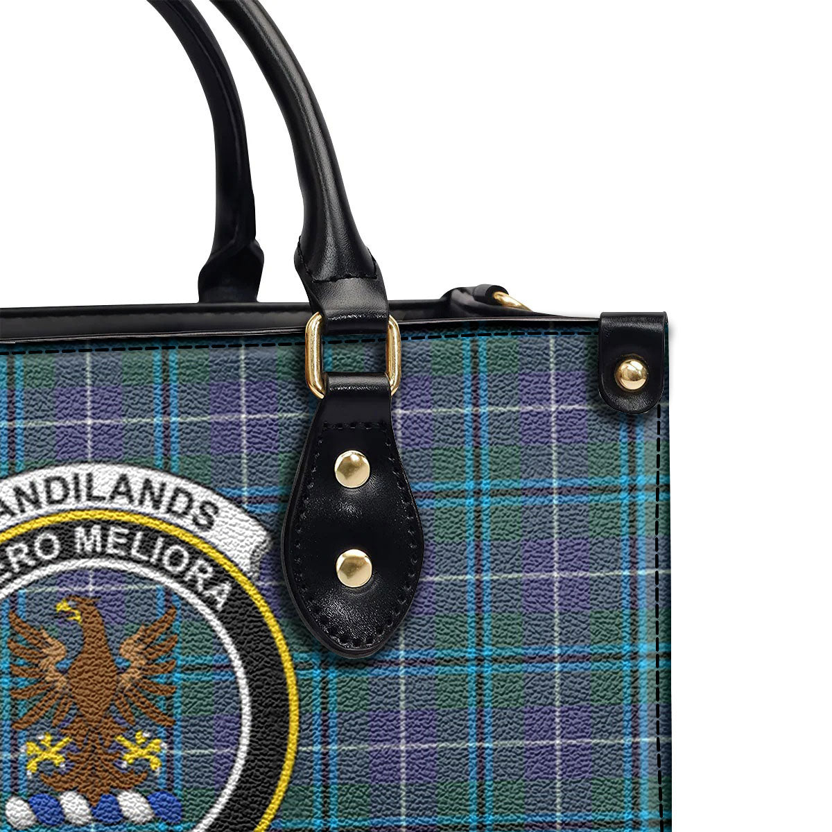 Sandilands Tartan Crest Leather Handbag