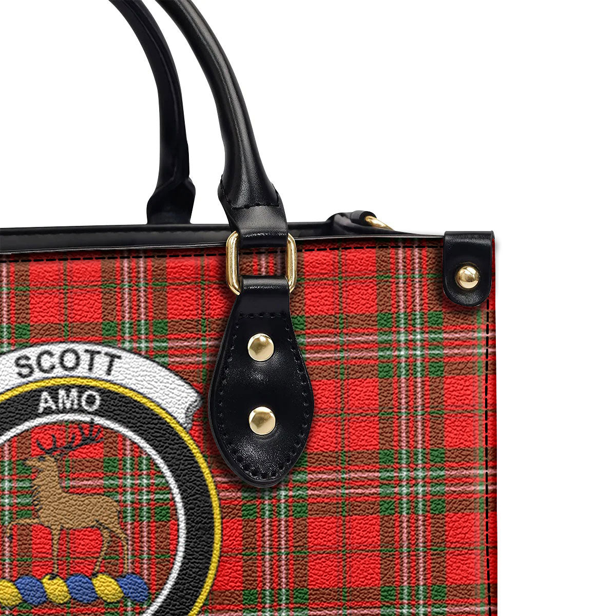 Scott Modern Tartan Crest Leather Handbag