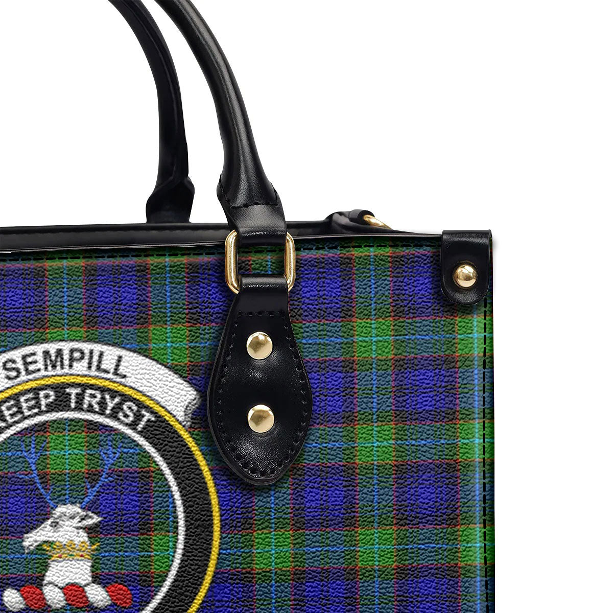 Sempill Modern Tartan Crest Leather Handbag