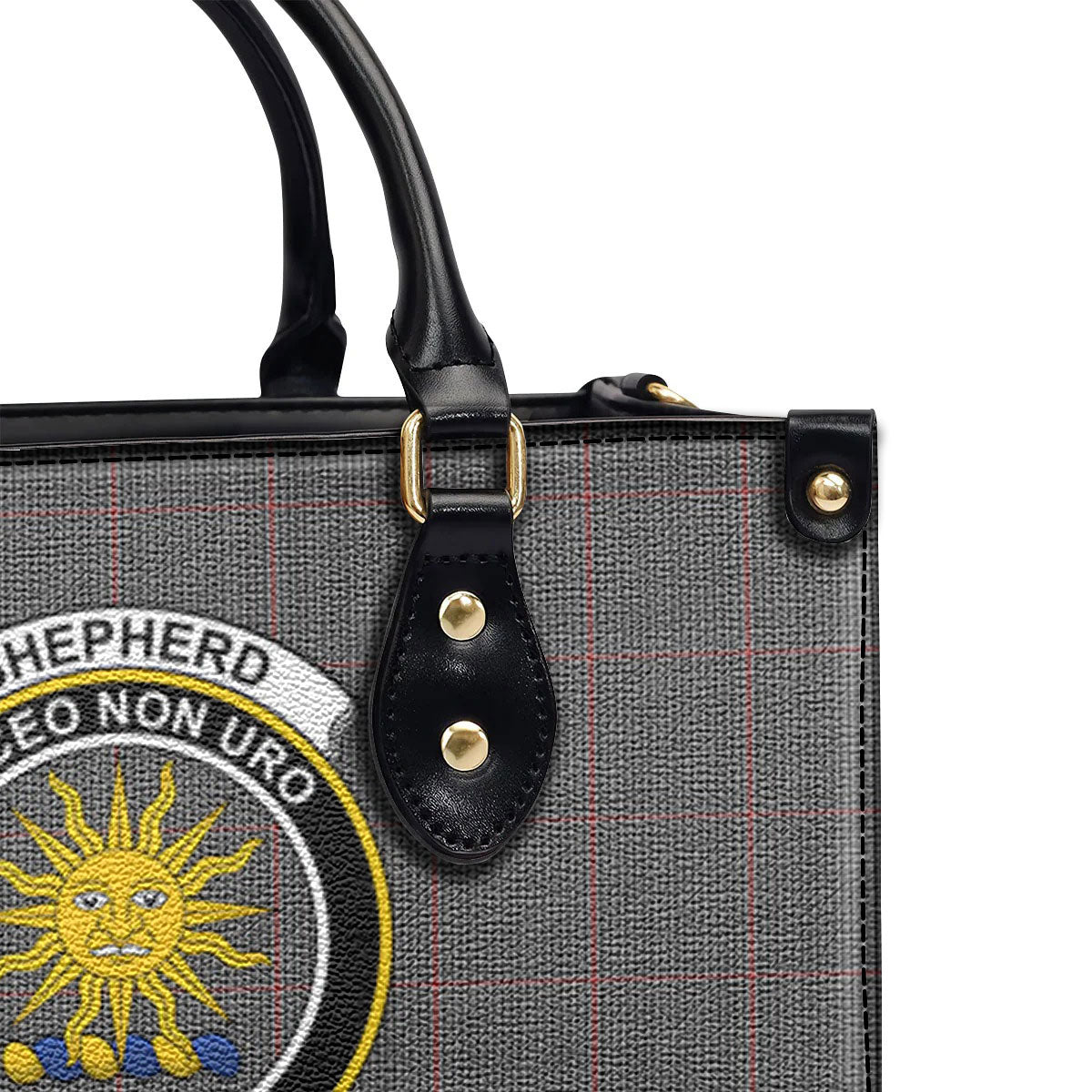 Shepherd Tartan Crest Leather Handbag