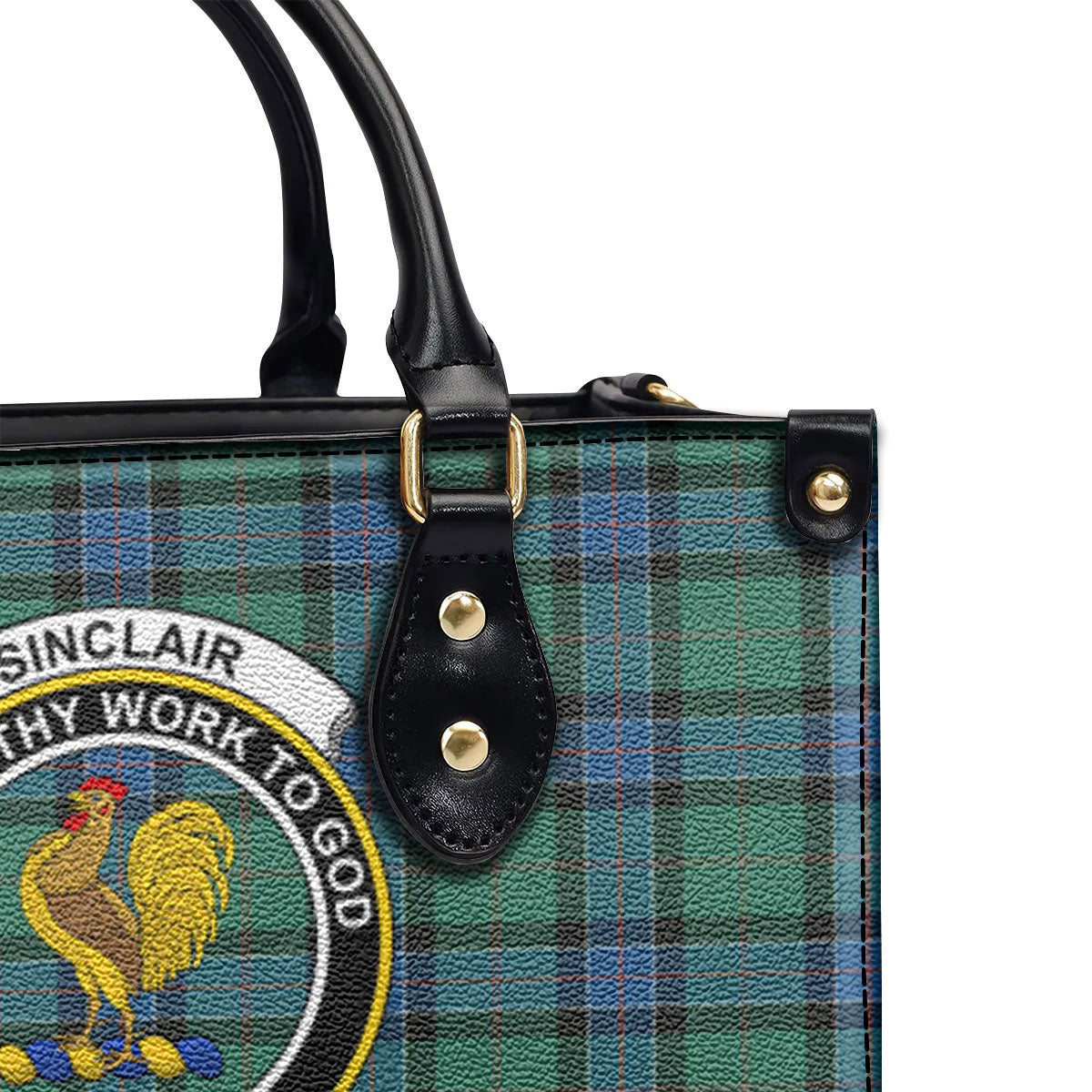 Sinclair Hunting Ancient Tartan Crest Leather Handbag