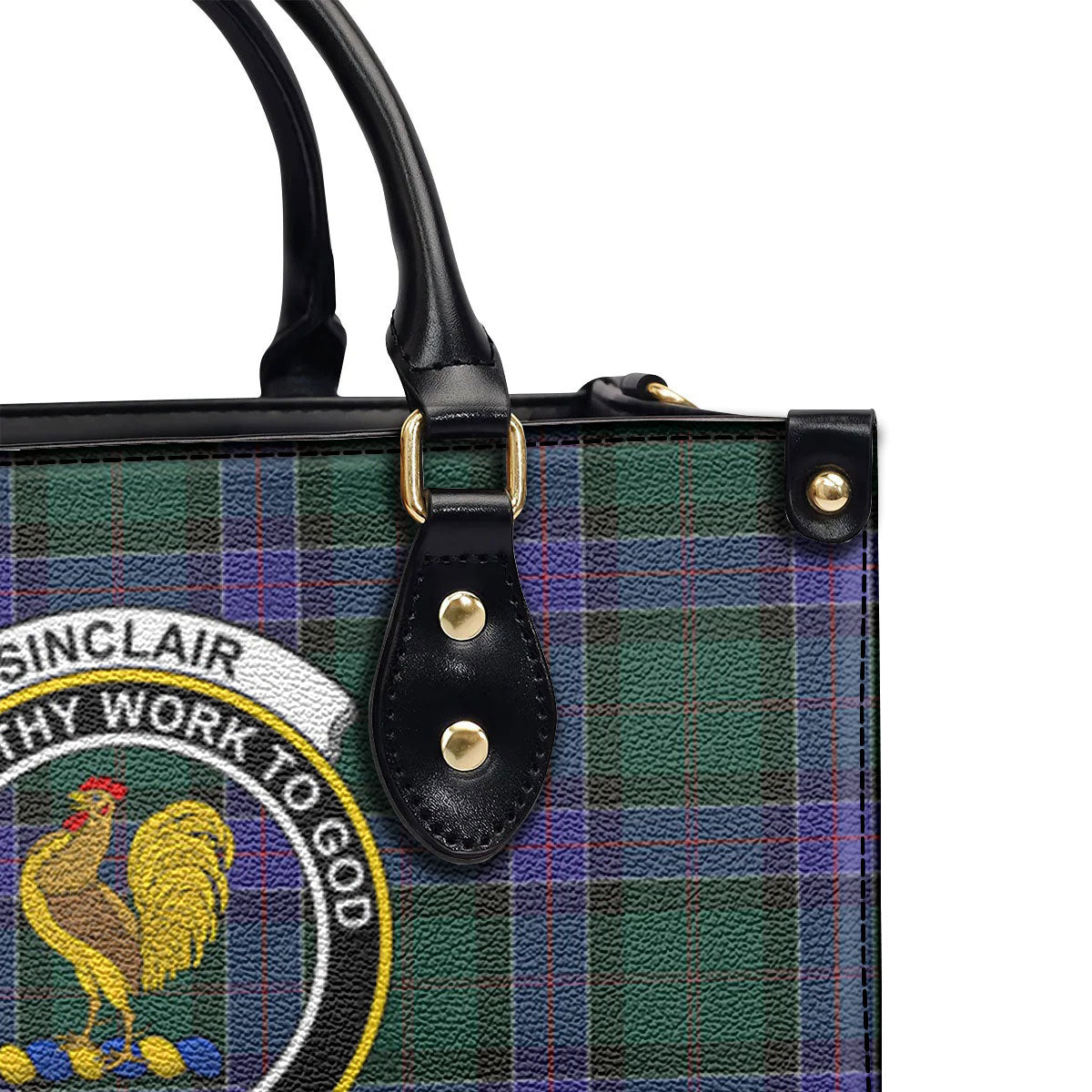 Sinclair Hunting Modern Tartan Crest Leather Handbag