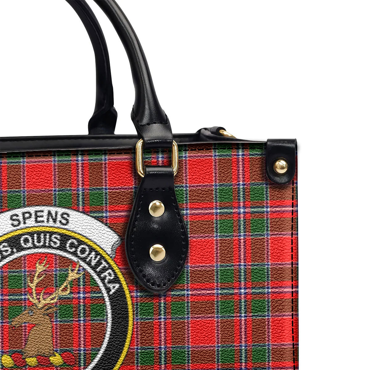 Spens (or Spence) Tartan Crest Leather Handbag