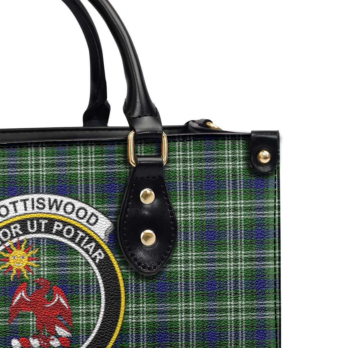 Spottiswood Tartan Crest Leather Handbag