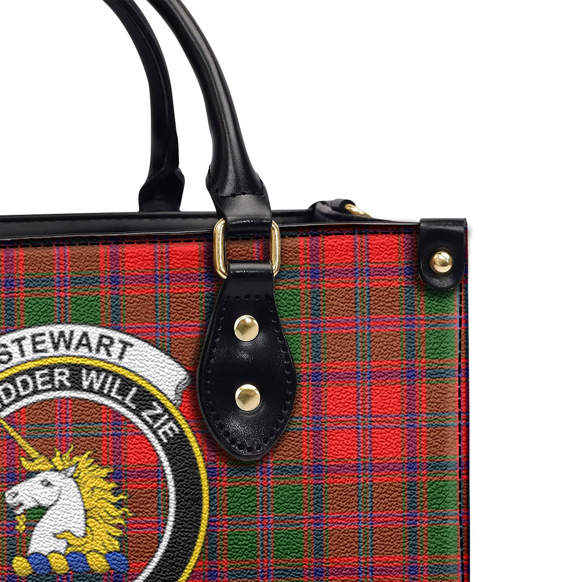 Stewart of Appin Modern Tartan Crest Leather Handbag