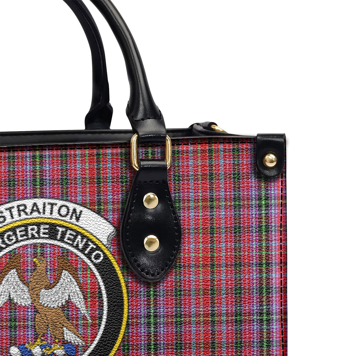 Straiton Tartan Crest Leather Handbag