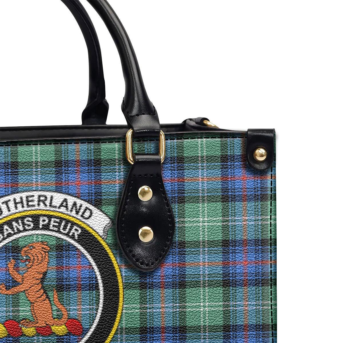 Sutherland Old Ancient Tartan Crest Leather Handbag