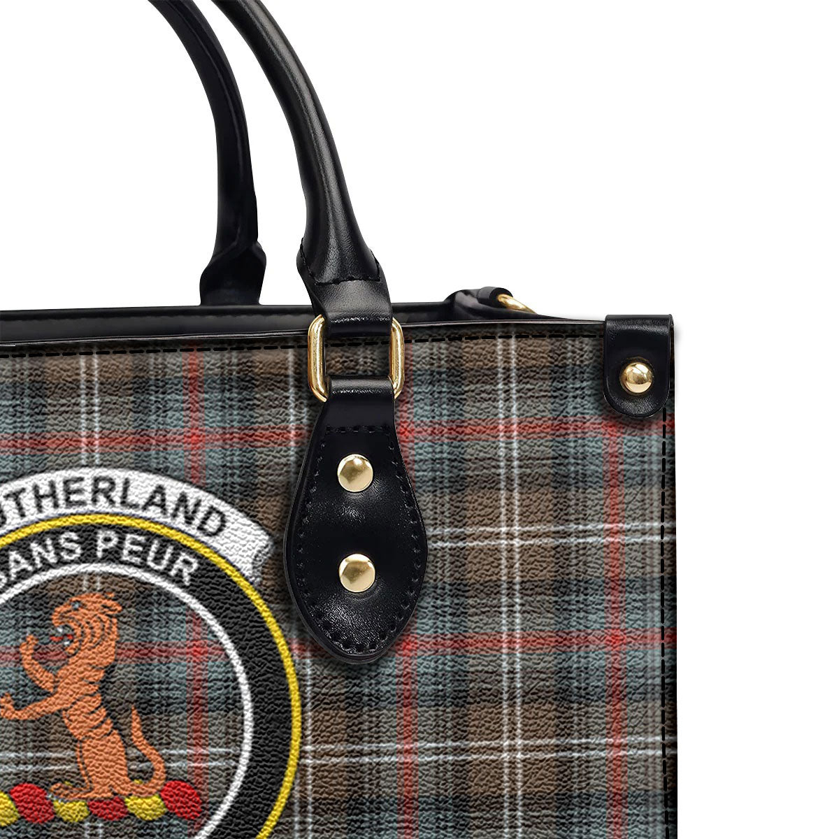 Sutherland Weathered Tartan Crest Leather Handbag