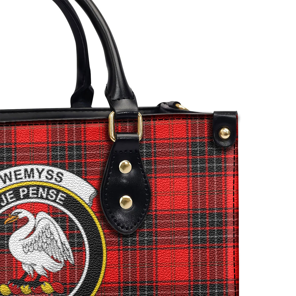 Wemyss Modern Tartan Crest Leather Handbag